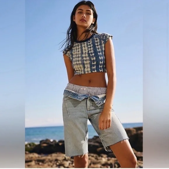 NWT WE THE FREE Ghost Town High Rise Long Short Raw Hem Size 28 - Picture 6 of 16